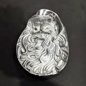 Pewter Santa Claus Dish Bowl 6.5" Xmas Candy Nut Trinket Tray 3D Figural Holiday